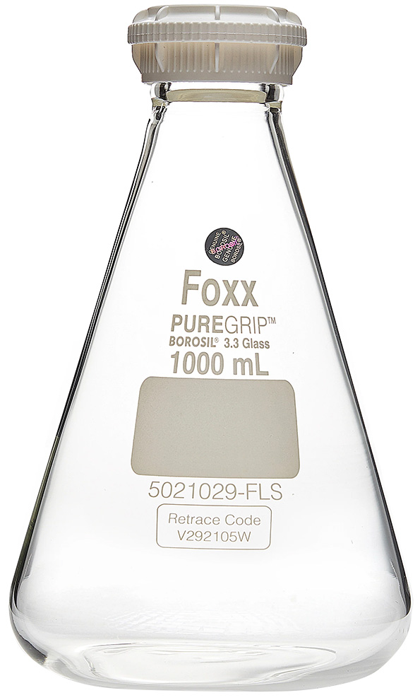 Foxx Life Sciences PUREGRIP Erlenmeyer Flask with VersaCap