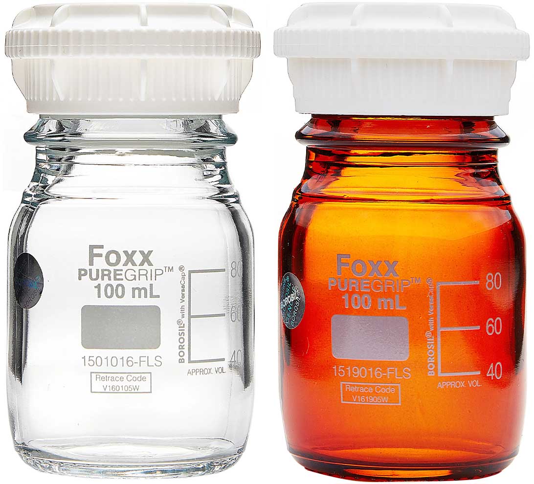 Foxx Life Sciences PUREGRIP Glass Bottles with VersaCap