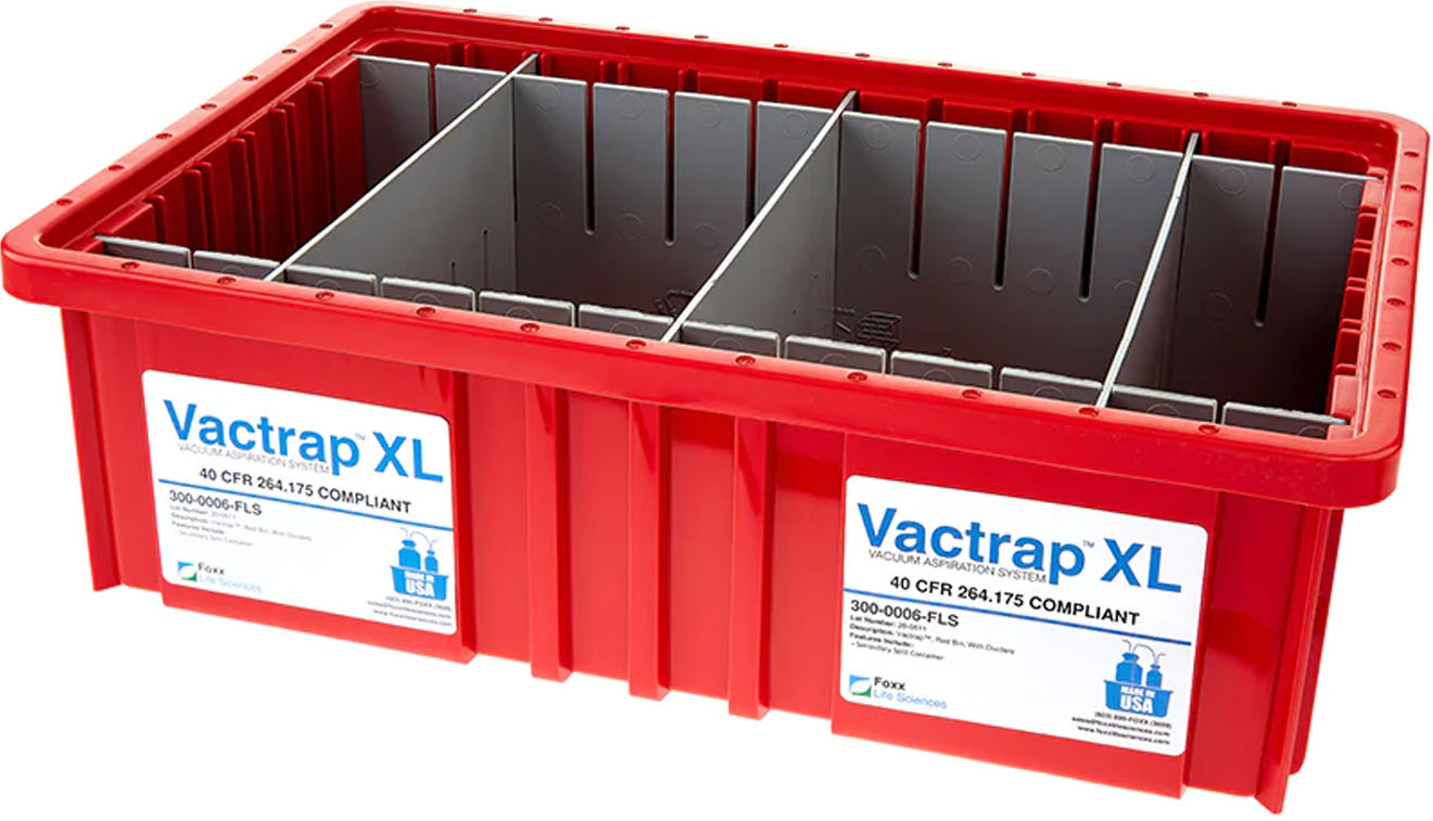 Foxx Life Sciences Vactrap Red Bin with Dividers