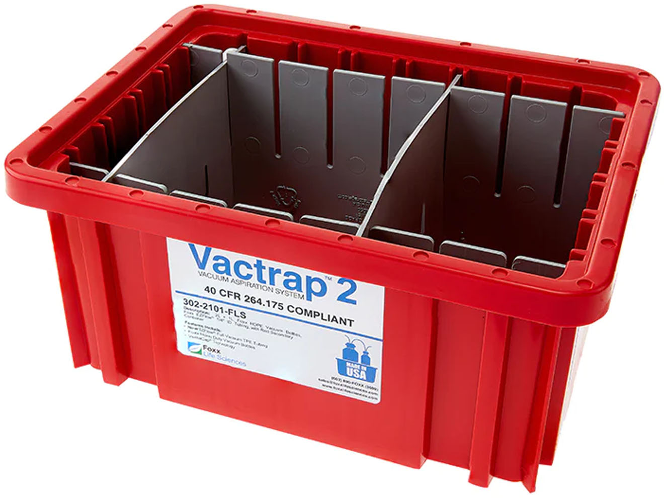 Foxx Life Sciences Vactrap Red Bin with Dividers
