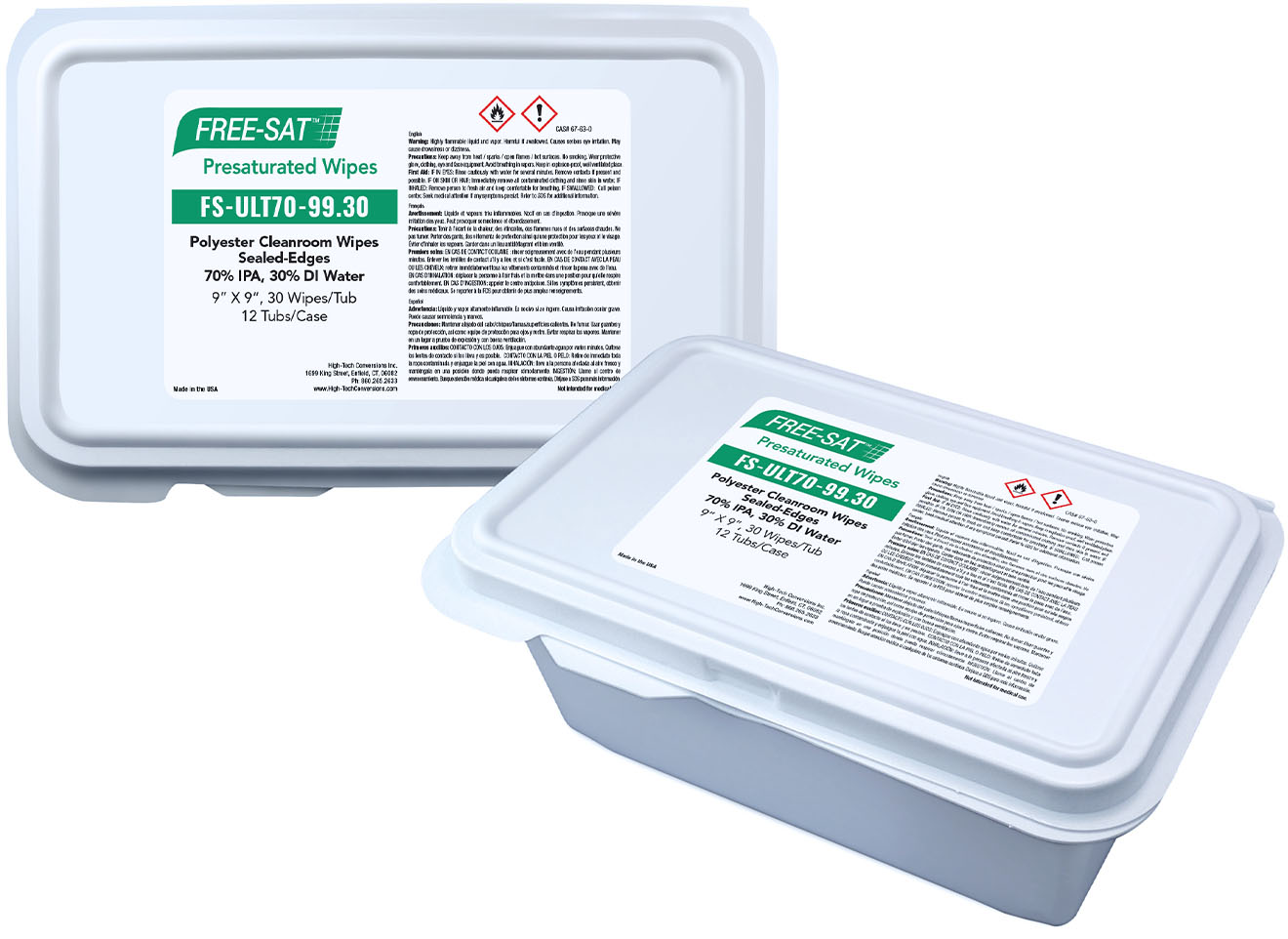 High-Tech Conversions FREE-SAT 70% IPA Polyester Wipes