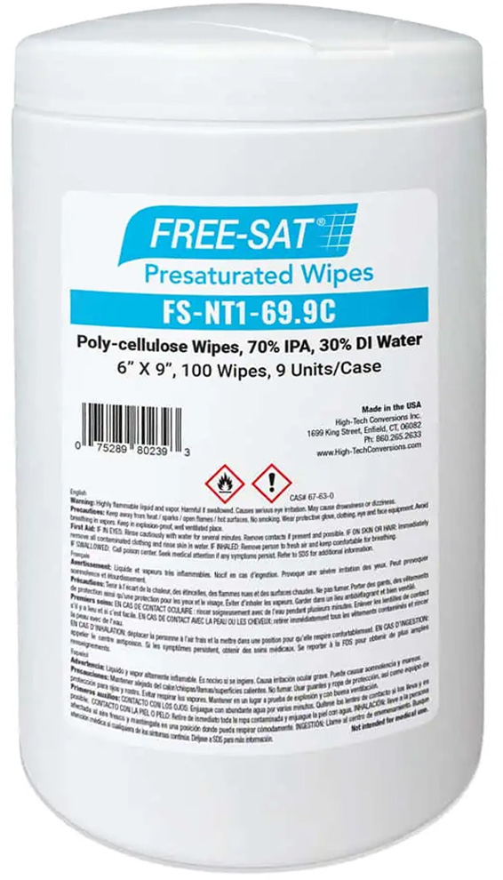 High-Tech Conversions FREE-SAT 70% IPA Pre-Saturated Wipes