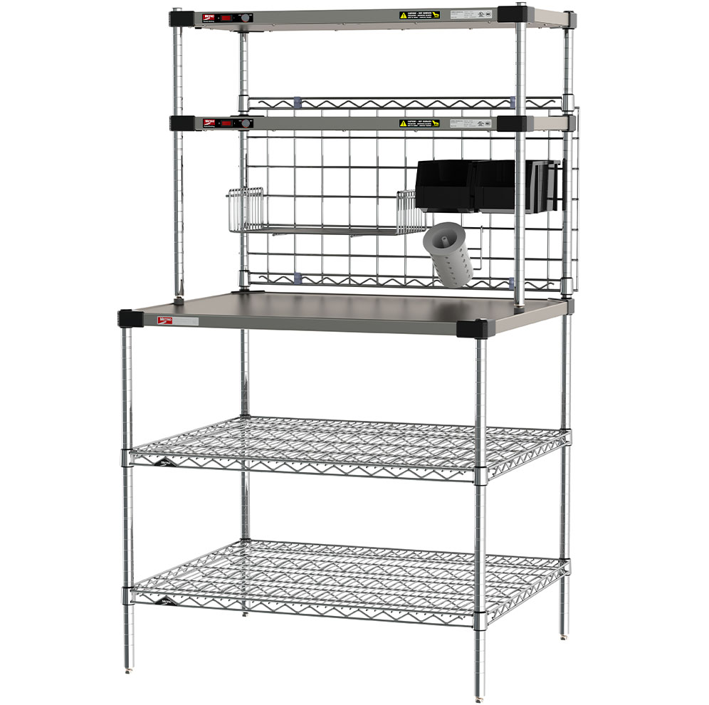 Metro Workstation with Overhead Super Erecta Hot Heated Shelves