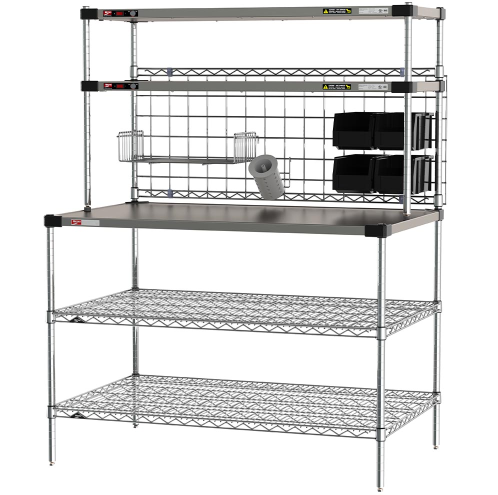 Metro Workstation with Overhead Super Erecta Hot Heated Shelves