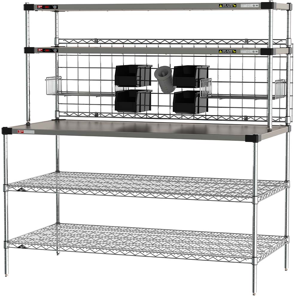 Metro Workstation with Overhead Super Erecta Hot Heated Shelves