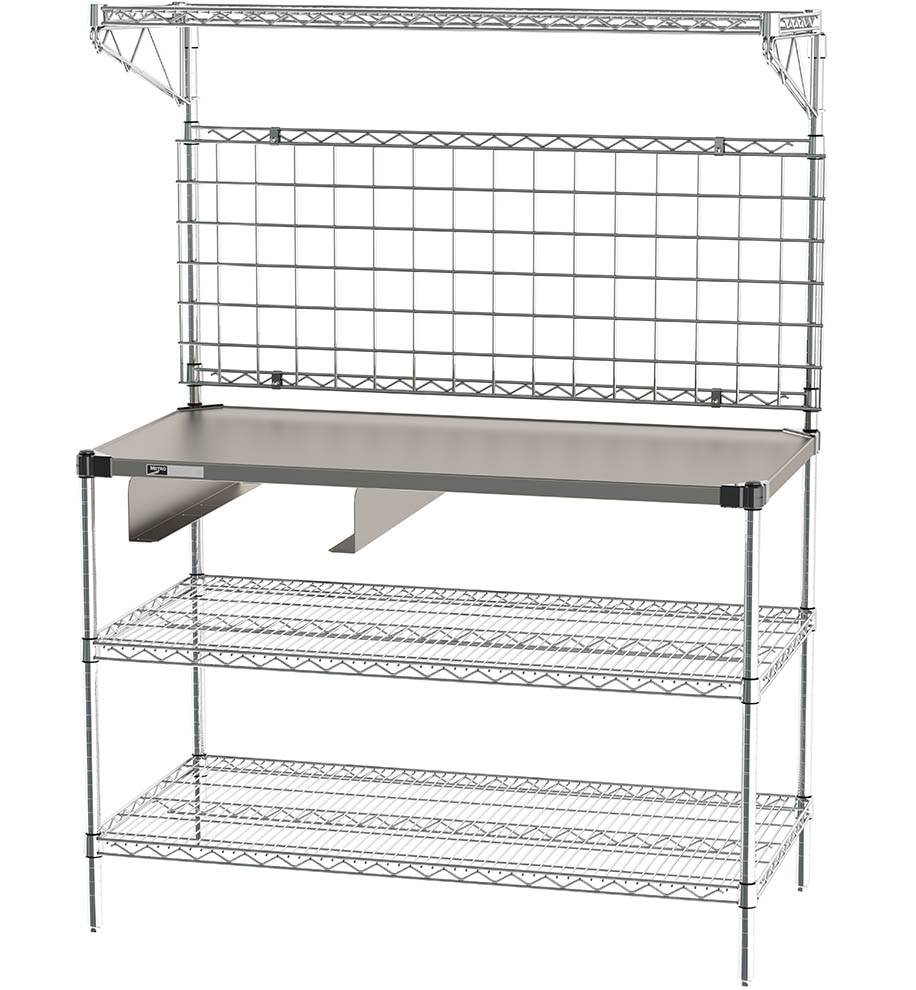 Metro Workstation with Wall Grid and Drawer Bracket