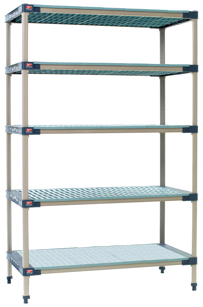 Metro MetroMax 4 5-Shelf Solid Bottom Plastic Industrial Shelving Starter Unit