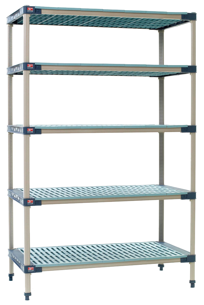 Metro MetroMax 4 4 and 5 Shelf Plastic Industrial Shelving Starter Unit