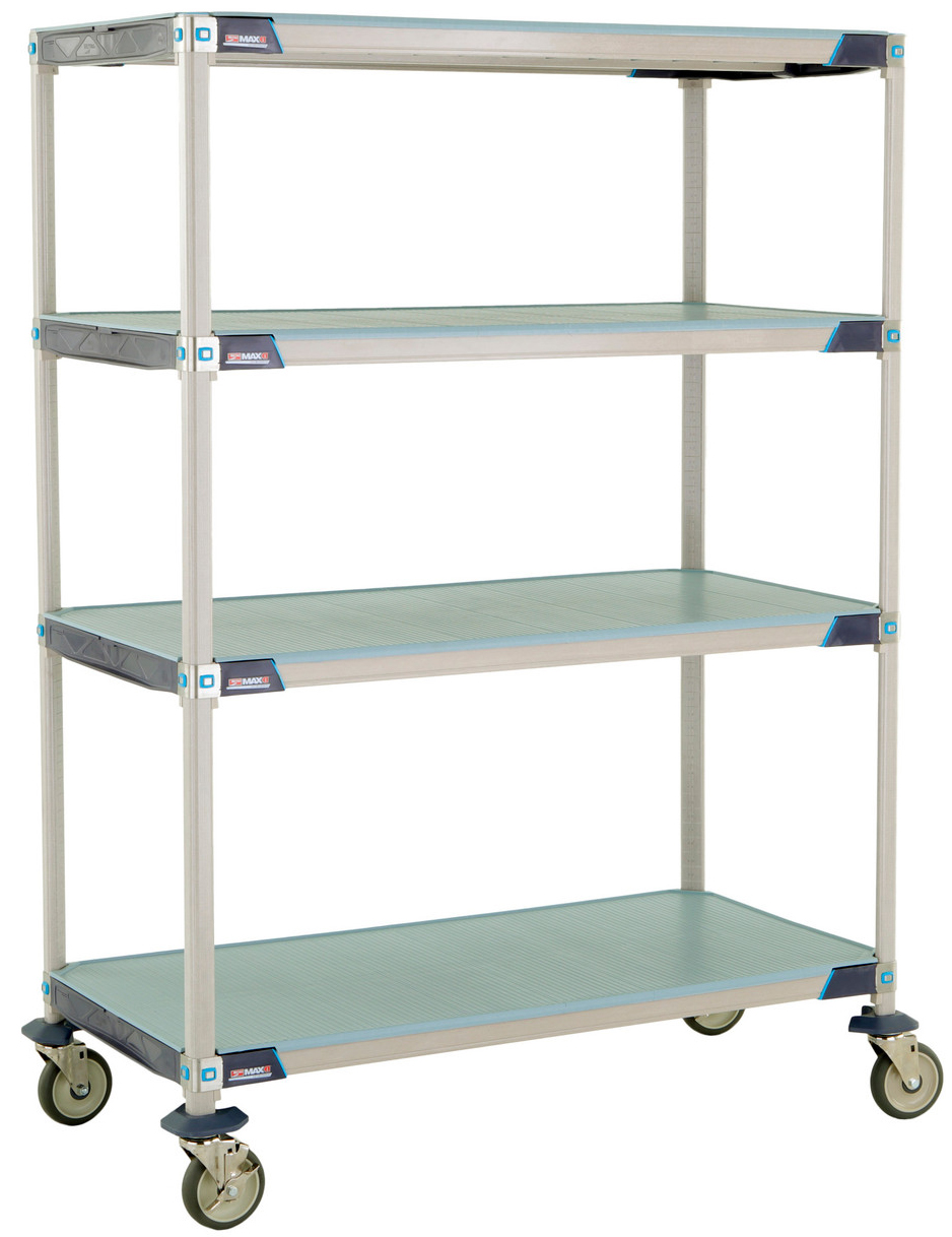Metro MetroMax i 4 Solid Shelf Industrial Plastic Shelving Mobile Cart
