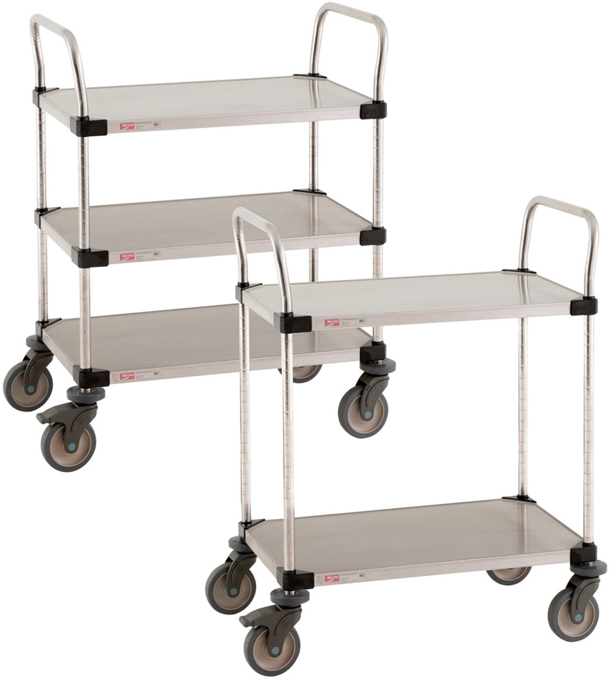 Metro Super Erecta Lab Utility Cart with Solid Stainless Steel Shelves