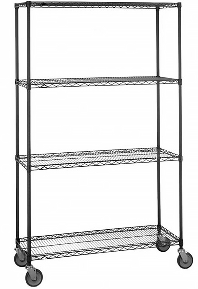 Olympic 4 Shelf Mobile Cart with Black Finish
