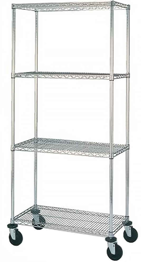 Olympic 4 Shelf Mobile Cart with Chrome Finish