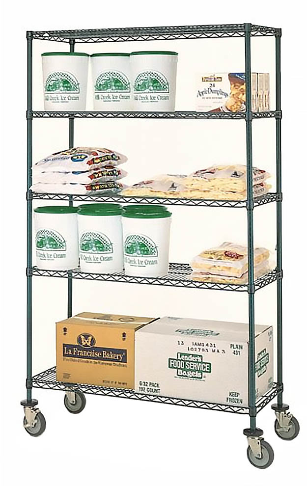 Olympic 4 Shelf Mobile Cart with Green Epoxy Finish