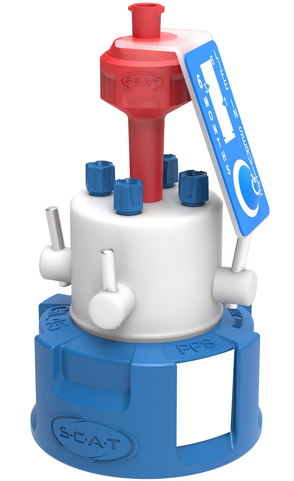 SCAT Lab Safety GL45 HPLC Safety Cap V2.0 with Shut-Off Valve